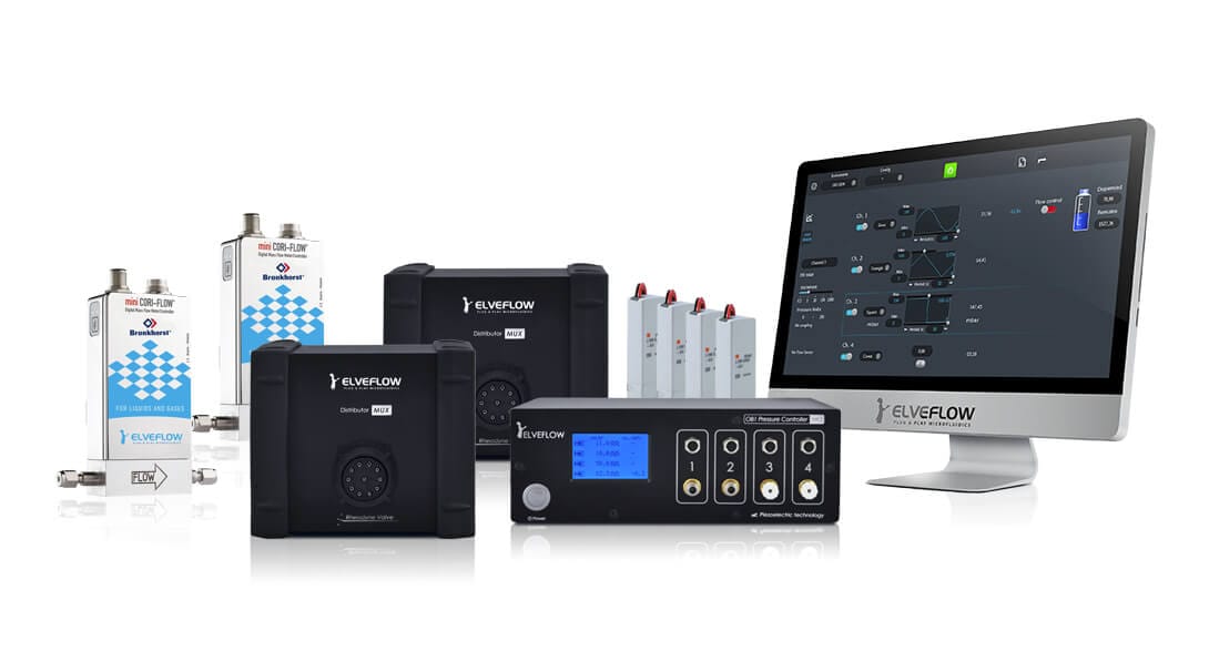 Flow chemistry pack with OB1 MUX distributor Bronkhorst Valves and software