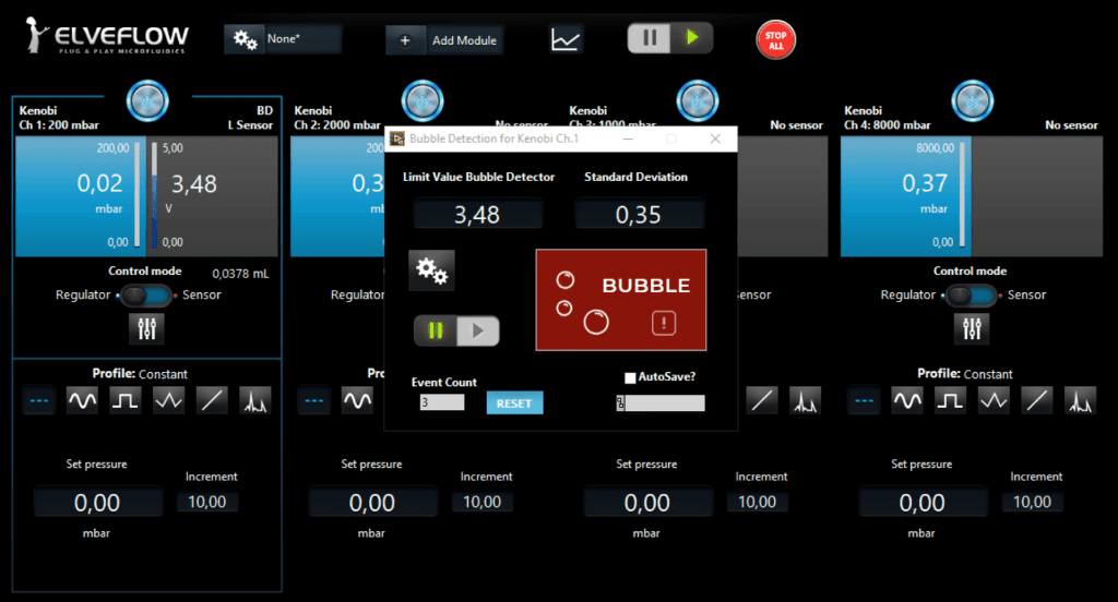 OB1 MK3+ pressure controler software interface