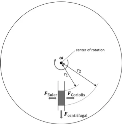 Pseudo-forces acting in centrifugal microfluidics.