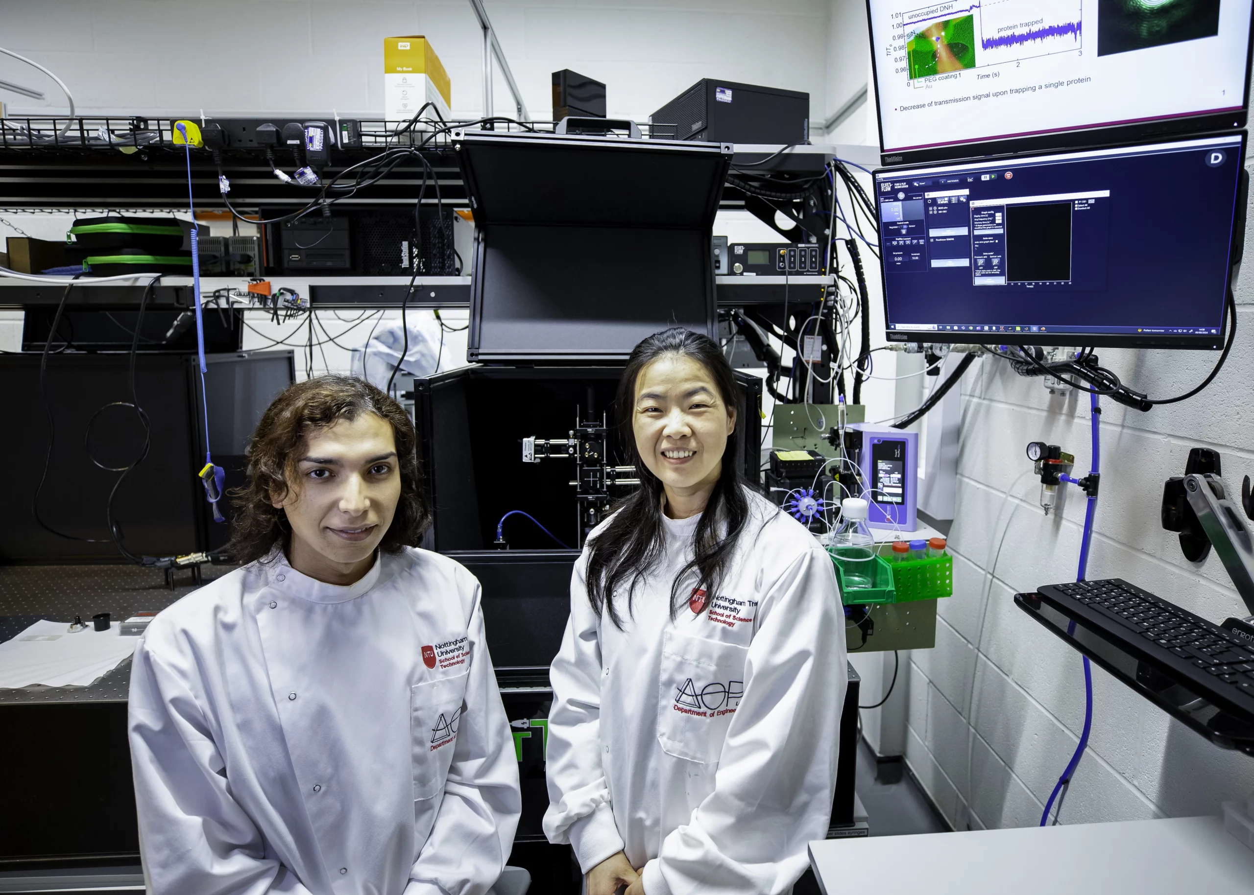 Structural Flexibility and Disassembly Kinetics of Single Ferritin Molecules Using Optical Nanotweezers :Arman (left) and Cuifeng (right)