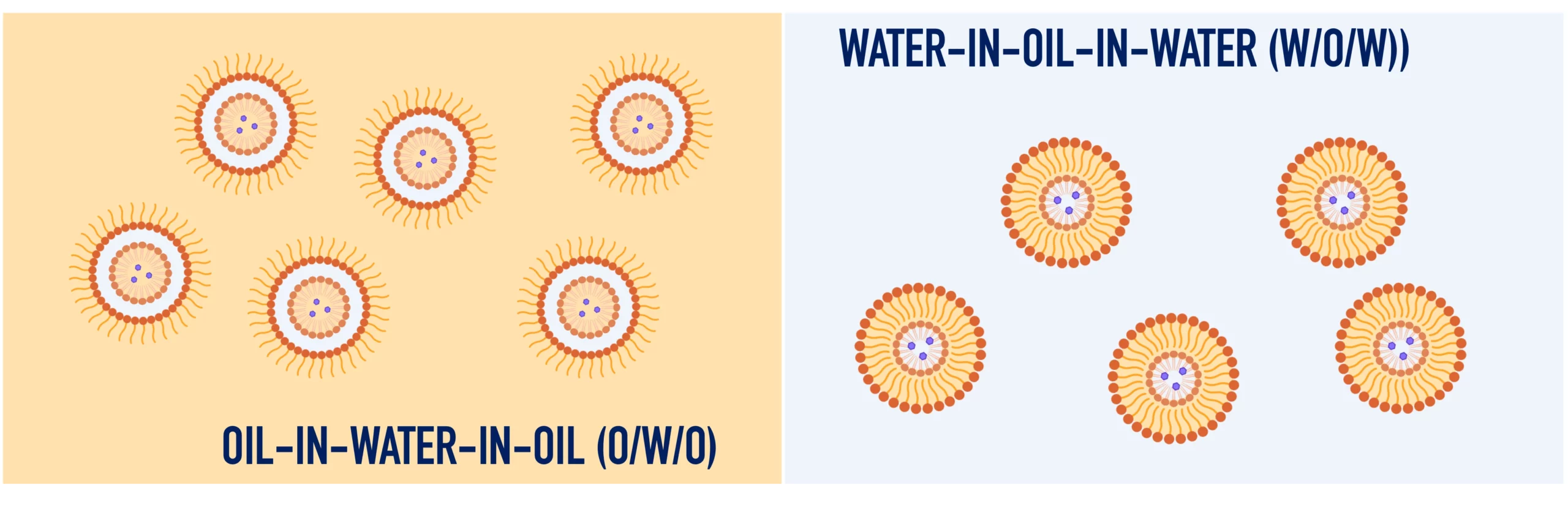 Double emulsion water in oil in water and oil in water in oil