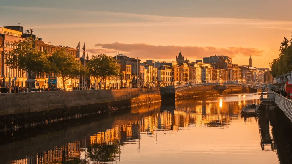 Landscape photo of the Liffey in Dublin where the European Fluid Dynamics Conference was held