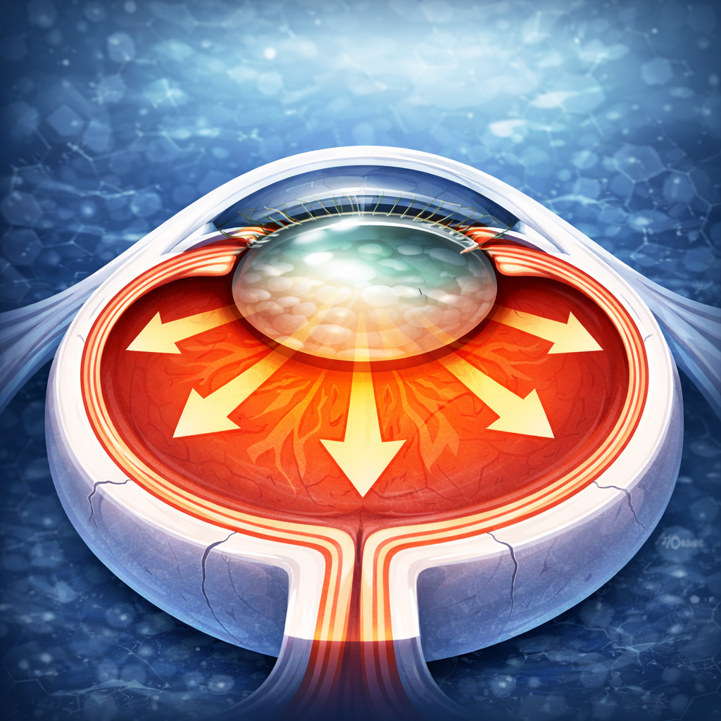 Internal pressure schematic of an eye under surgery